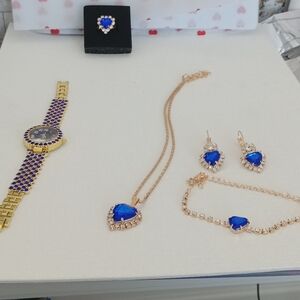 Elegant Blue Heart Jewelry Set Fantacy
